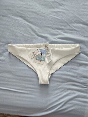 Roxy White Ribbed Bikini Bottoms